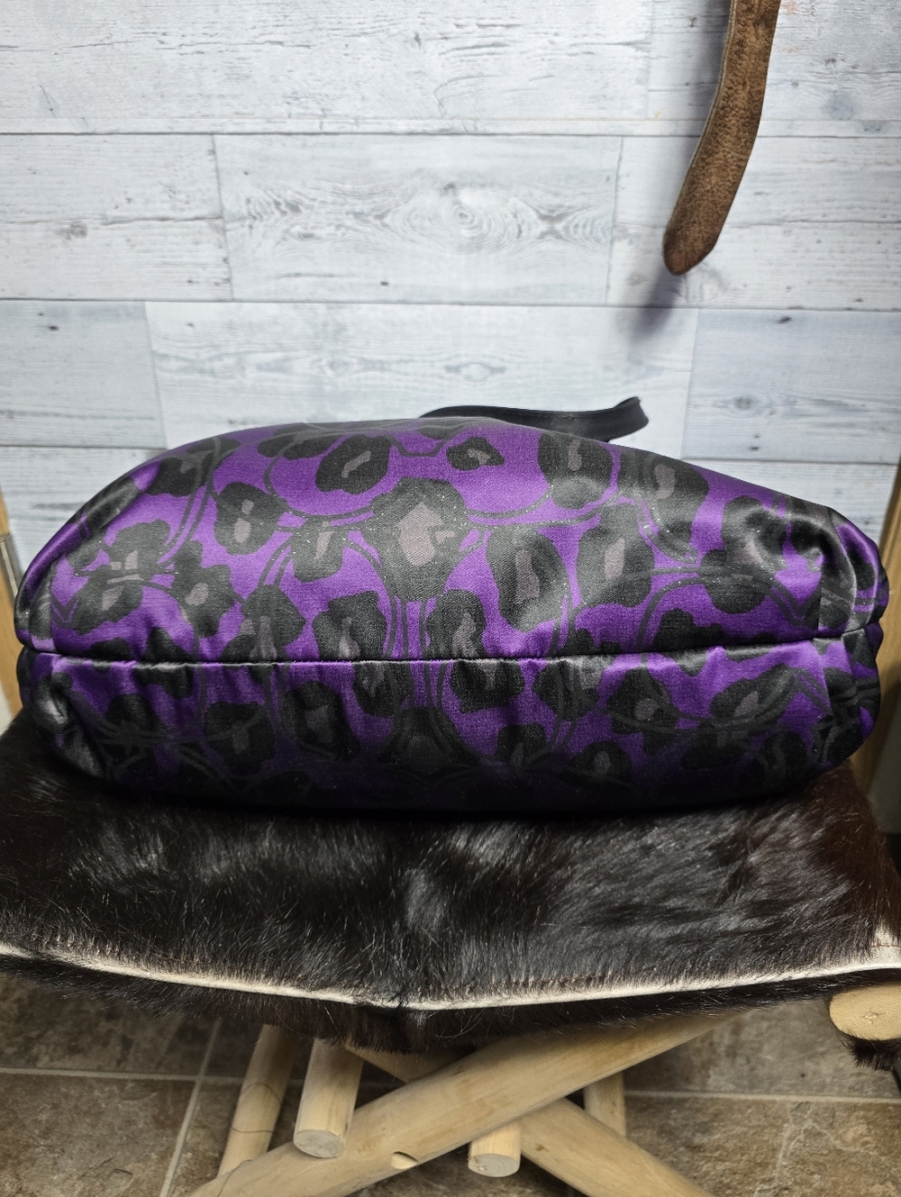 Y2K Coach Poppy Daisy Ocelot Glam Tote Purple Leopard Print Glitter Indie Sleaze - Picture 13 of 14